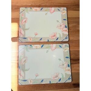 Vintage Place Mats Pimpernel De Luxe Nouveau Rose Flowers 16" x 12" Cottage core